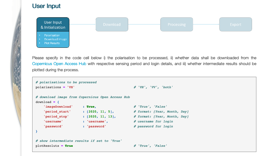 Input parameters required to execute script.